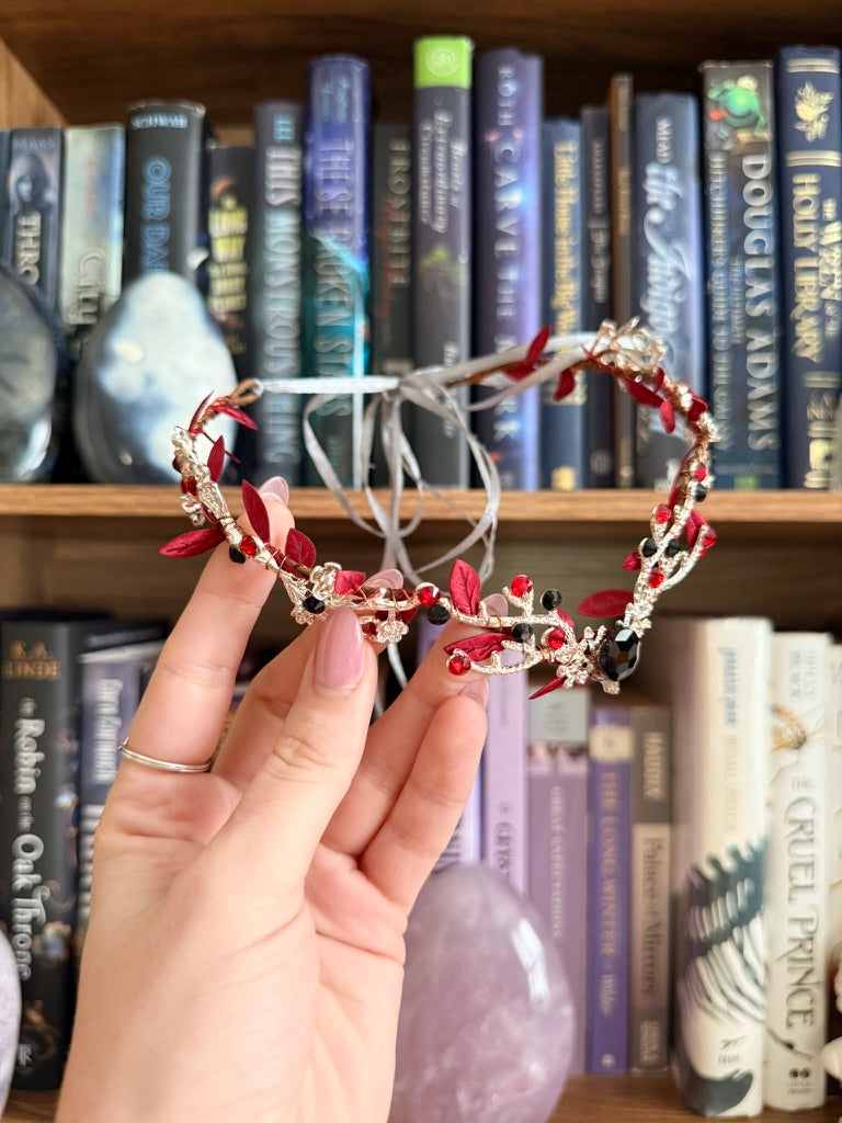 Silver + Red Stag Circlet Tiara (Medium)