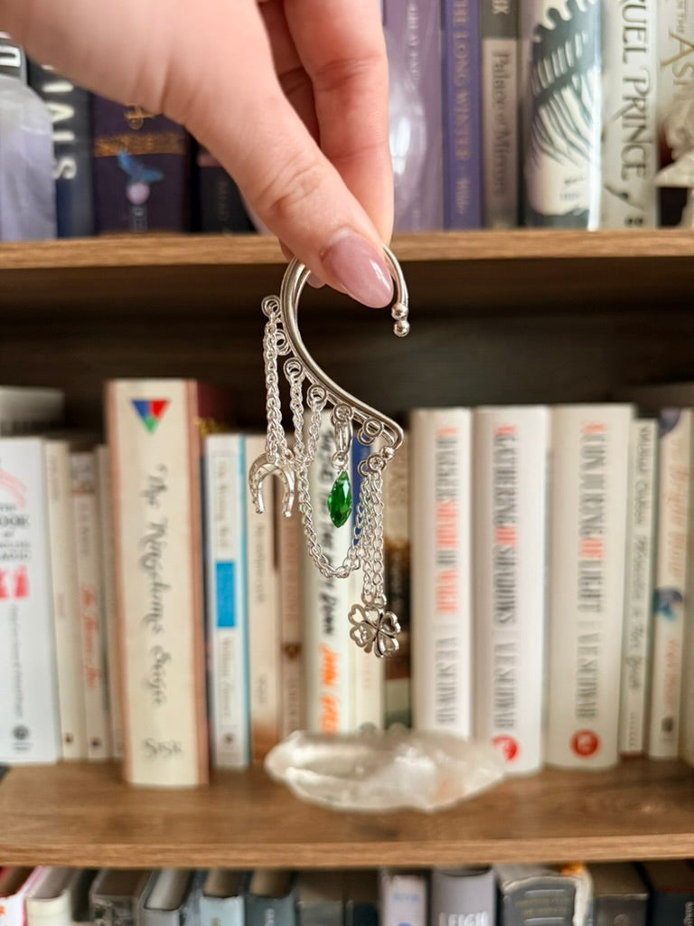 Silver + Green Good Luck Babe Ear Cuffs