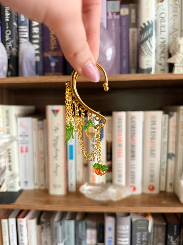 Gold Citrus Fruit Ear Cuffs