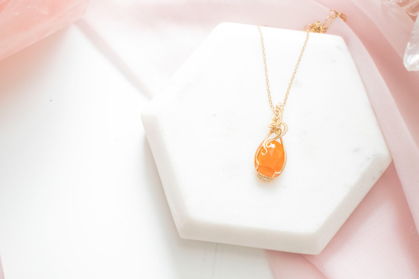 Carnelian Fire Elemental Pendant (14k Gold Fill)