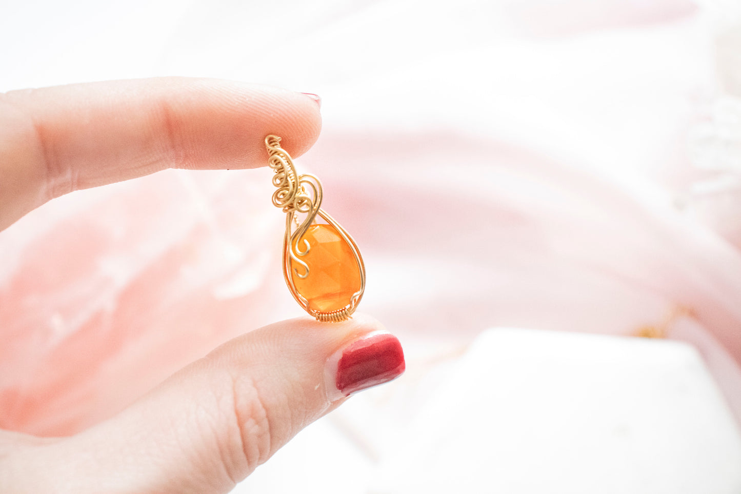 Carnelian Fire Elemental Pendant (14k Gold Fill)