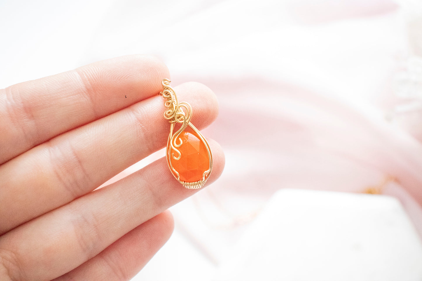 Carnelian Fire Elemental Pendant (14k Gold Fill)