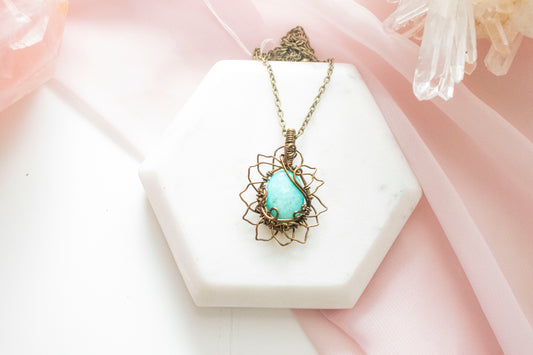 Florae Amazonite Flower Pendant