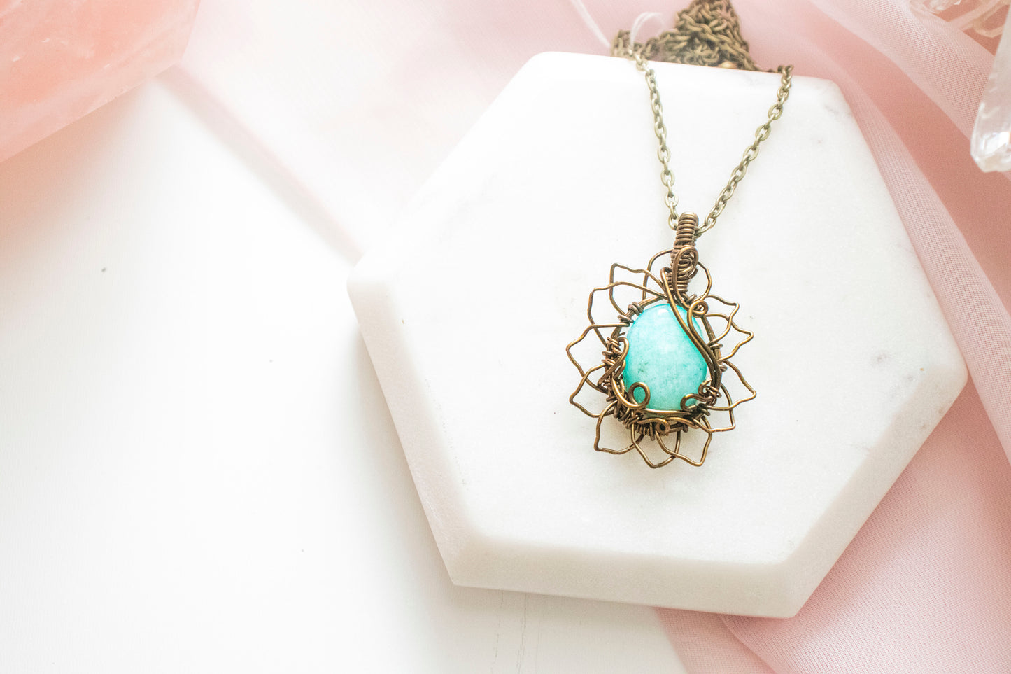 Florae Amazonite Flower Pendant