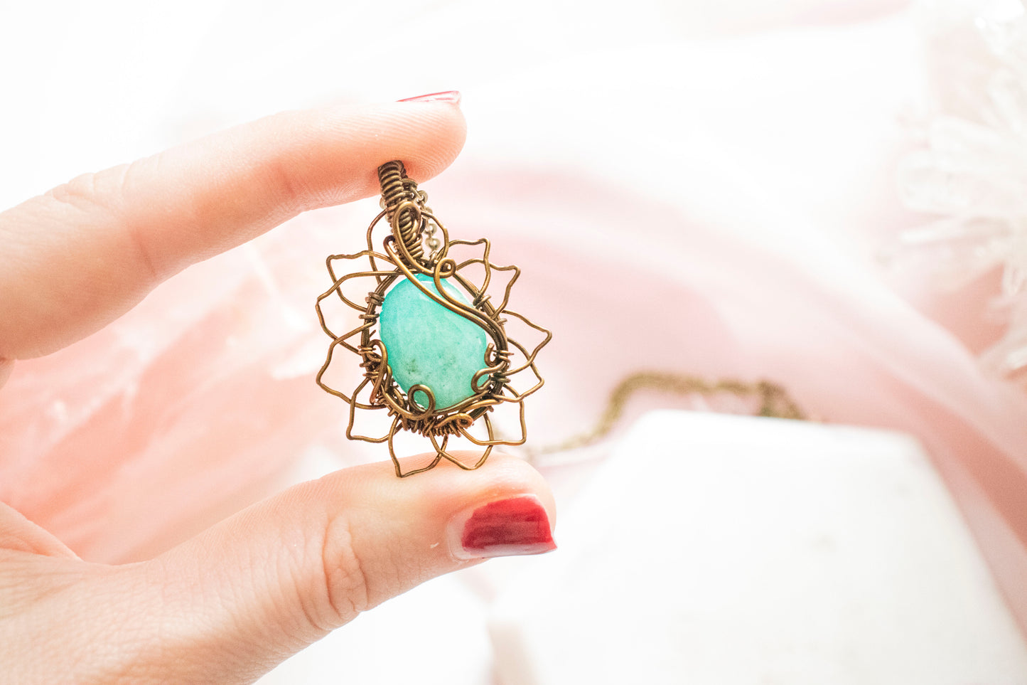 Florae Amazonite Flower Pendant