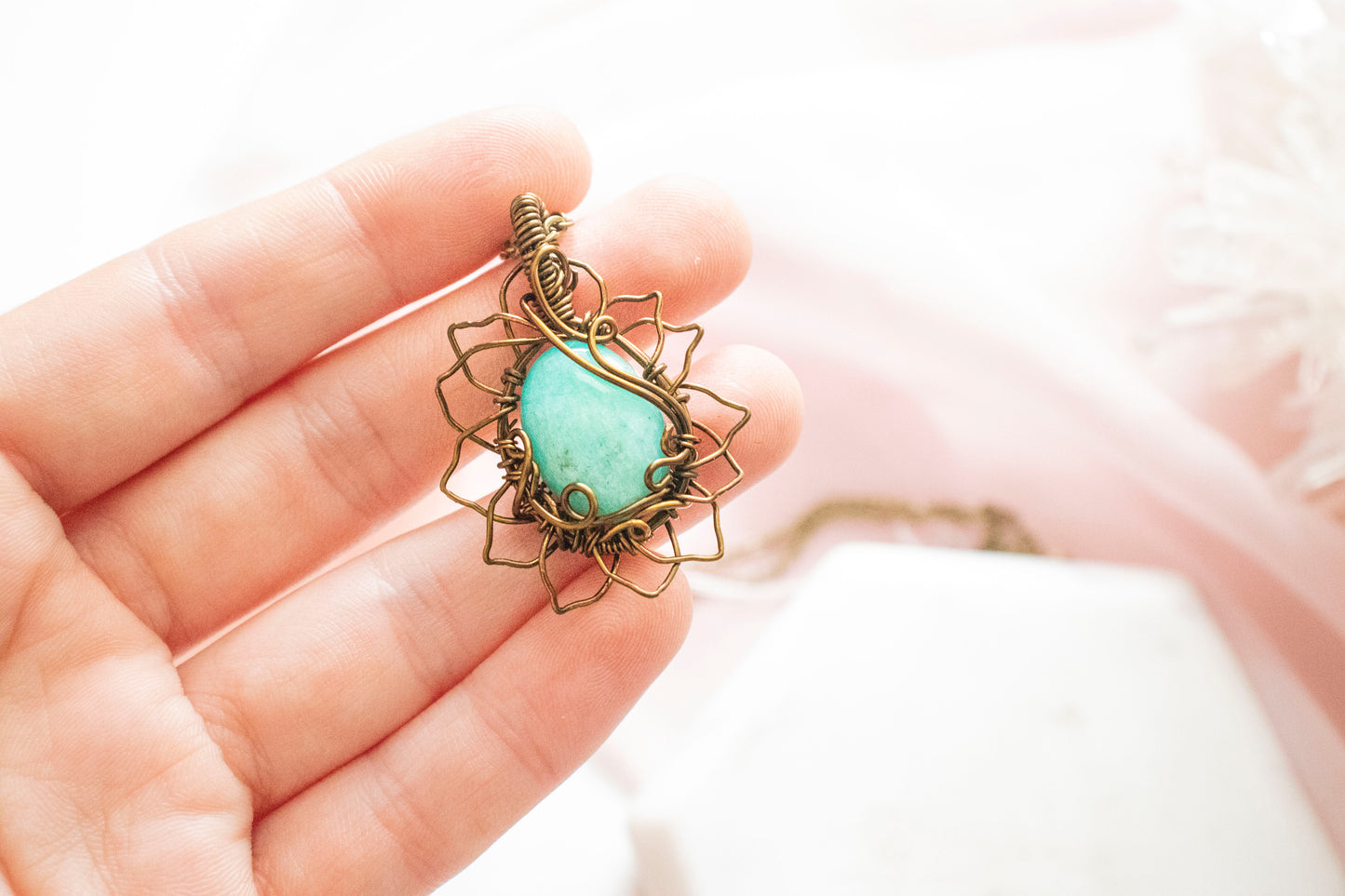 Florae Amazonite Flower Pendant