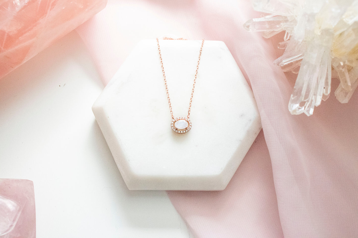 Halia Moonstone Pendant (14k Rose Gold Fill)