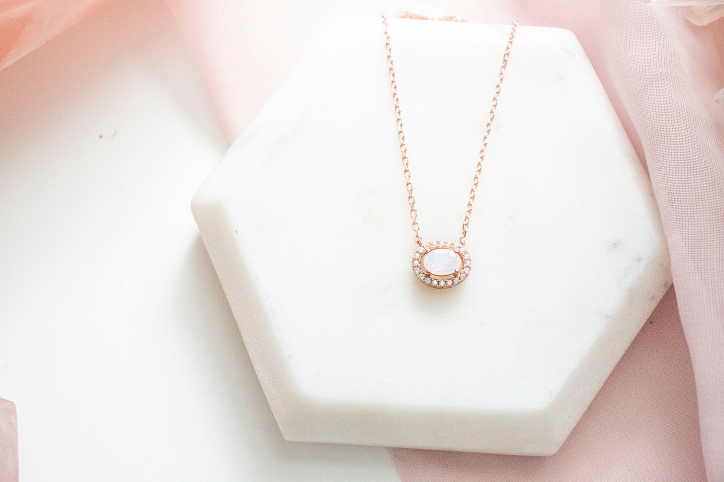 Halia Moonstone Pendant (14k Rose Gold Fill)