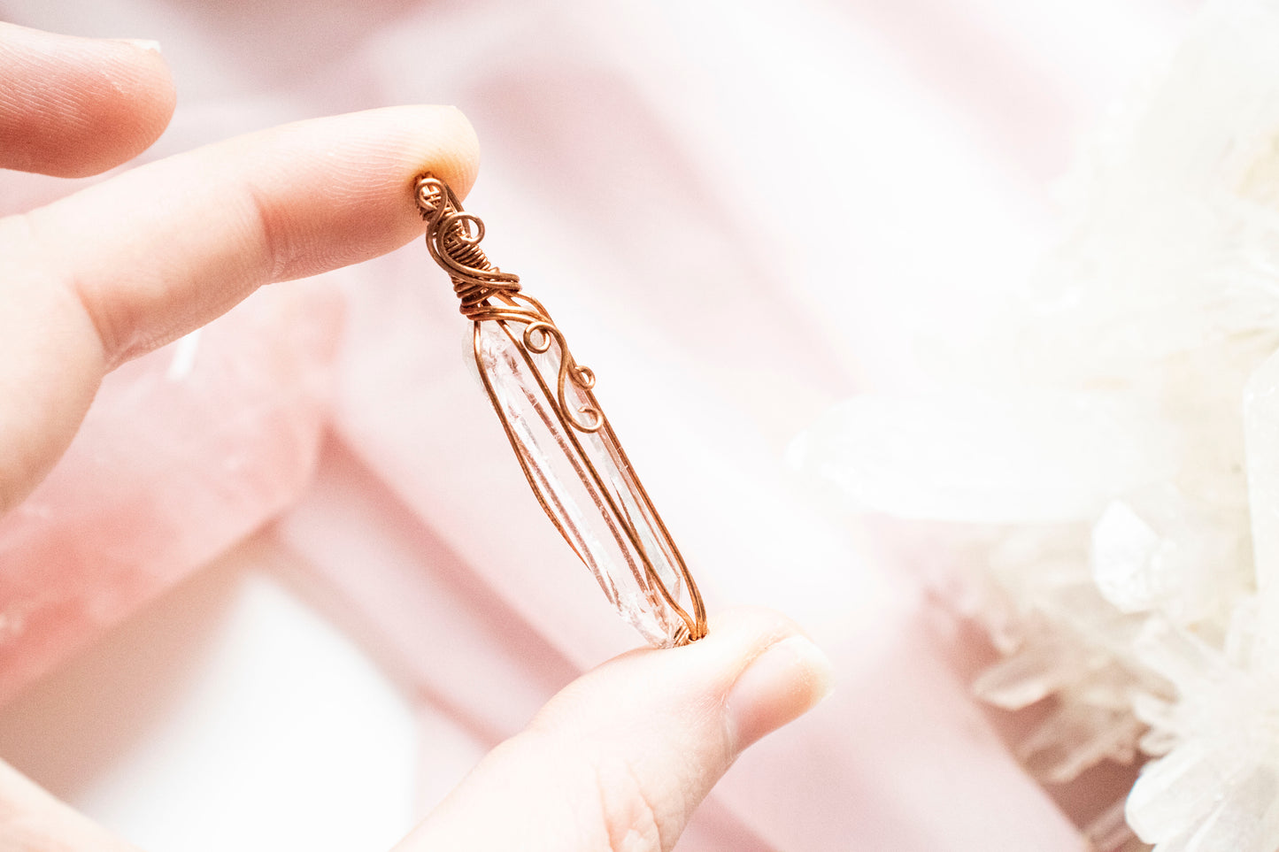 Hecate Lemurian Quartz Pendant in Copper 2