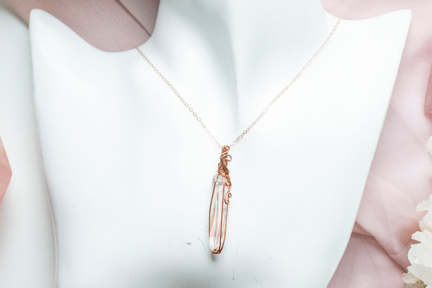 Hecate Lemurian Quartz Pendant in Copper 2