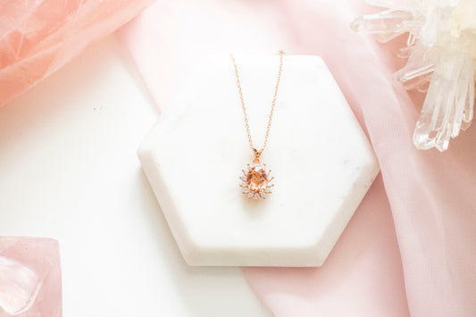 Hyale Pink Tourmaline Pendant (14k Rose Gold Fill)