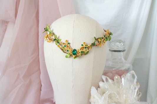 *MADE TO ORDER* Gold + Green Stag Circlet Tiara