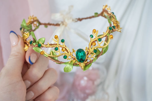 *MADE TO ORDER* Gold + Green Stag Circlet Tiara