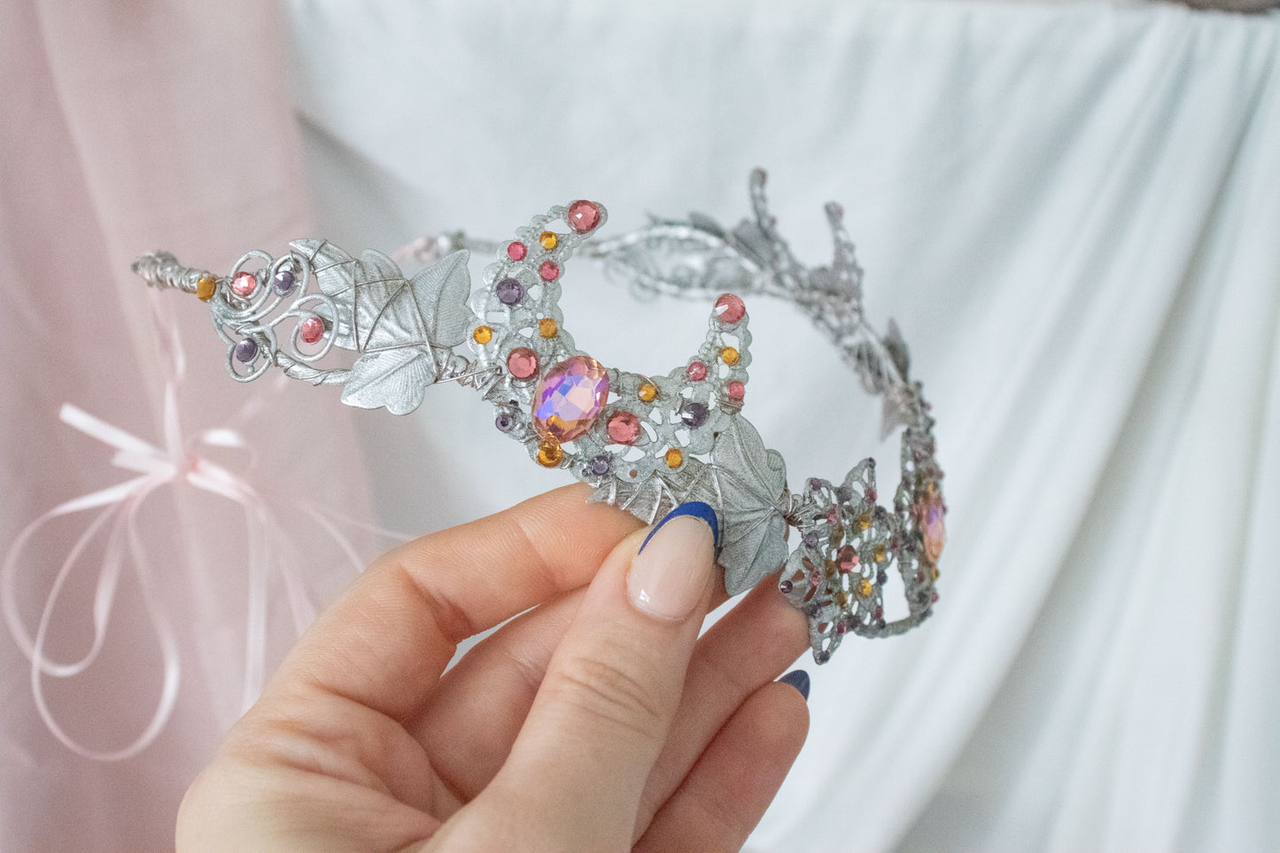 Silver + Sunset Moon Circlet Tiara