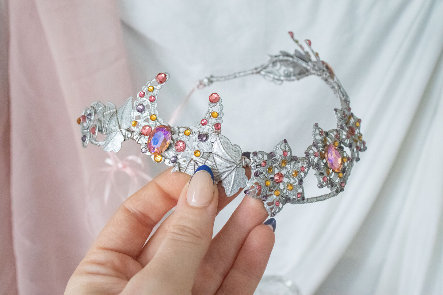 Silver + Sunset Moon Circlet Tiara