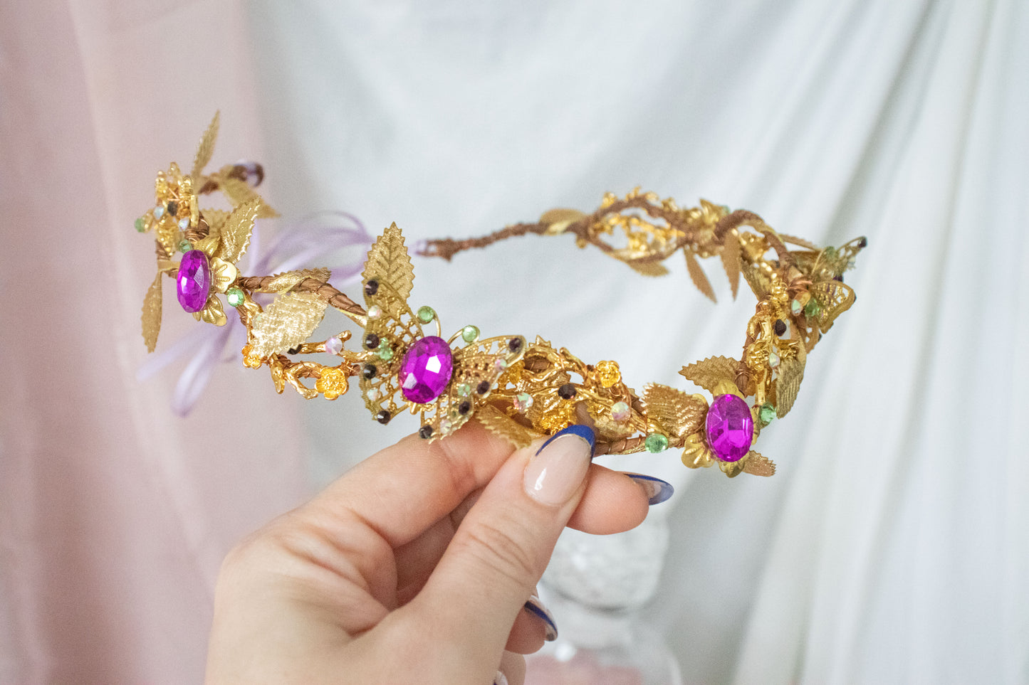 Gold + Purple Butterfly Circlet Tiara