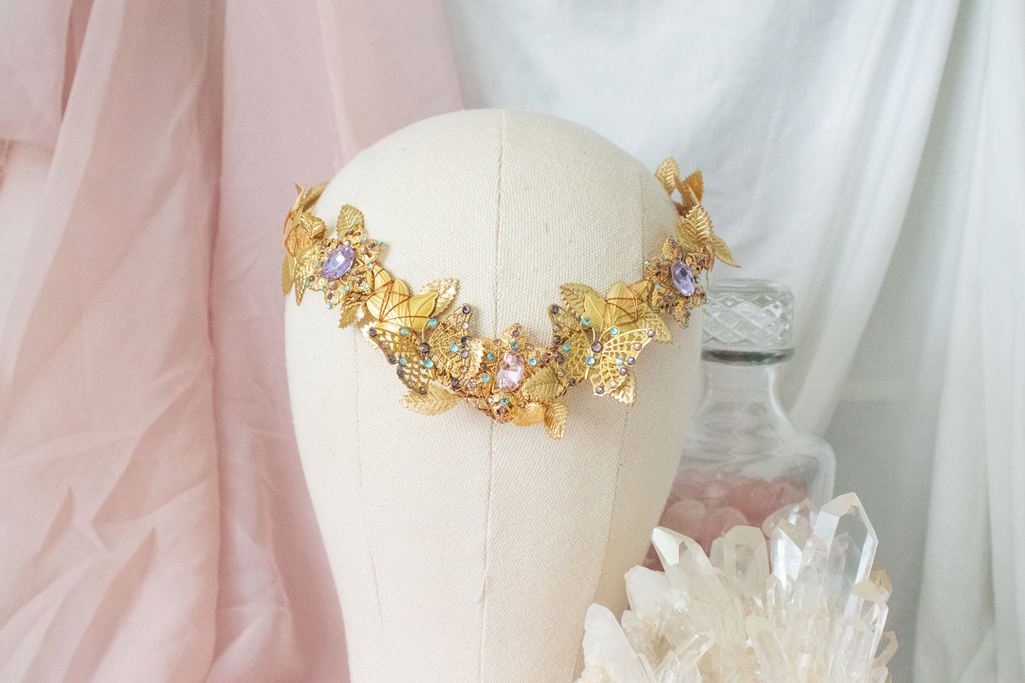 Gold + Bubblegum Butterfly Circlet Tiara