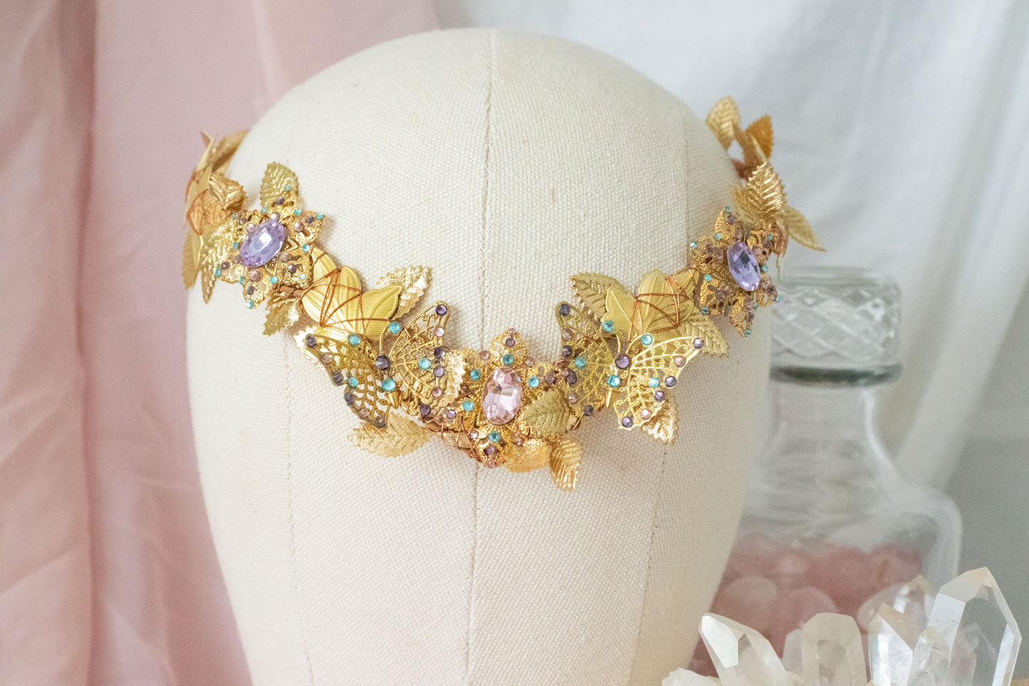 Gold + Bubblegum Butterfly Circlet Tiara