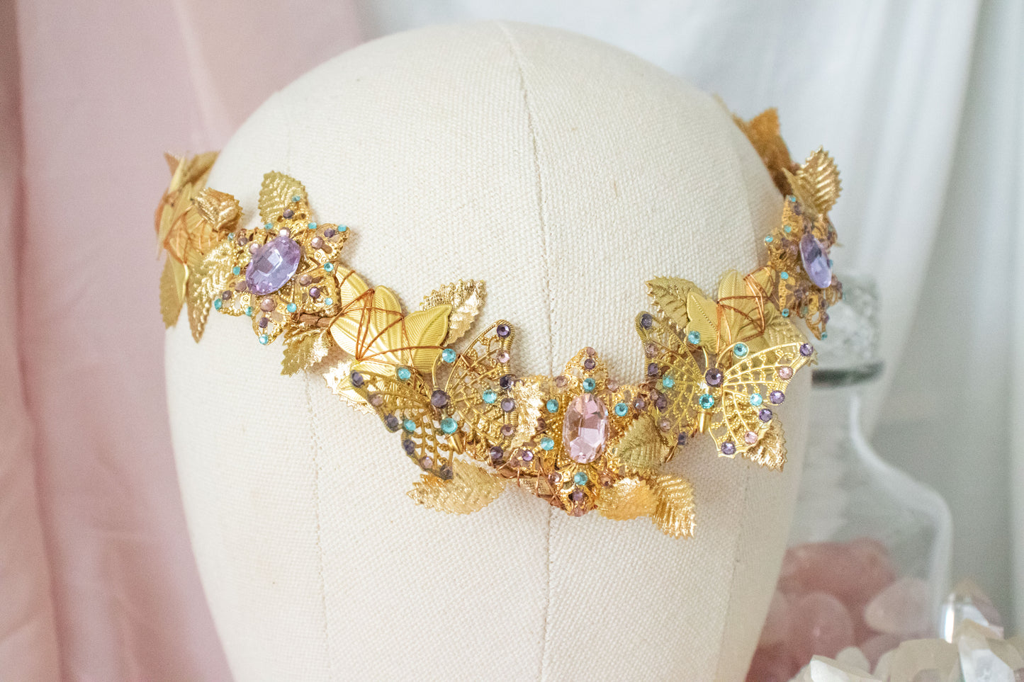 Gold + Bubblegum Butterfly Circlet Tiara