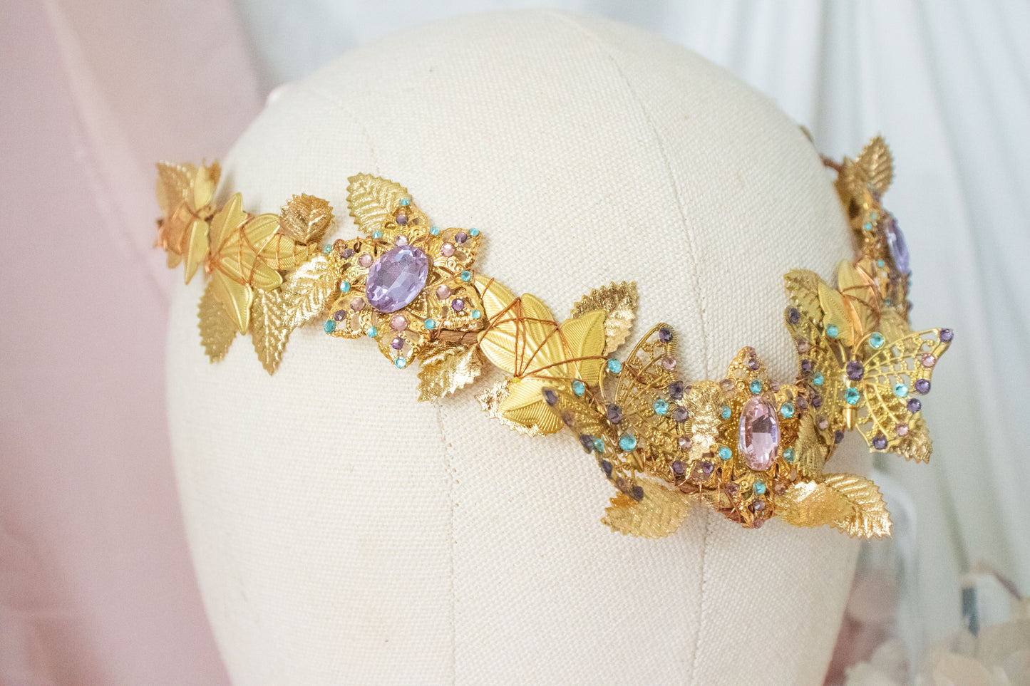 Gold + Bubblegum Butterfly Circlet Tiara