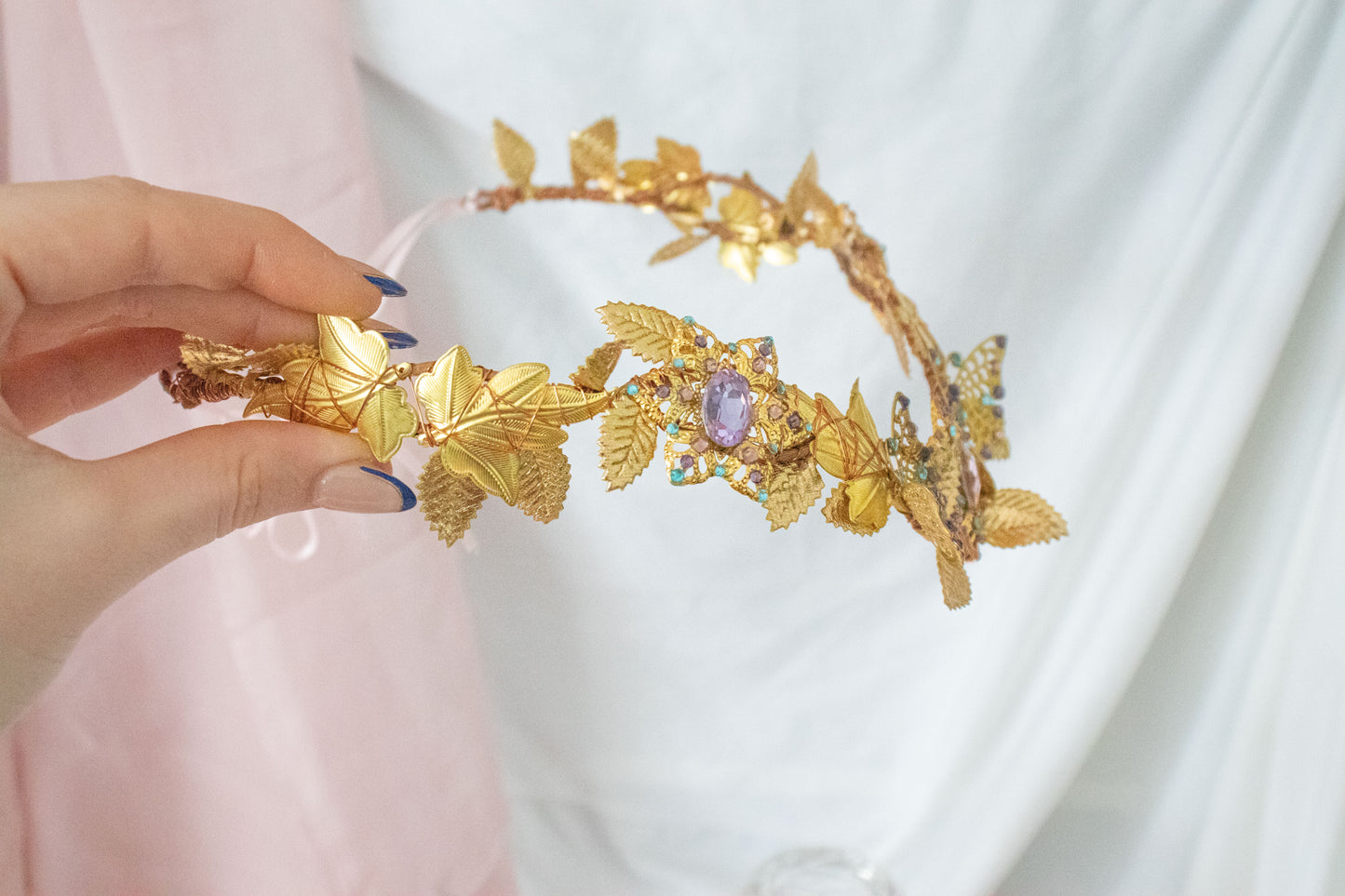 Gold + Bubblegum Butterfly Circlet Tiara