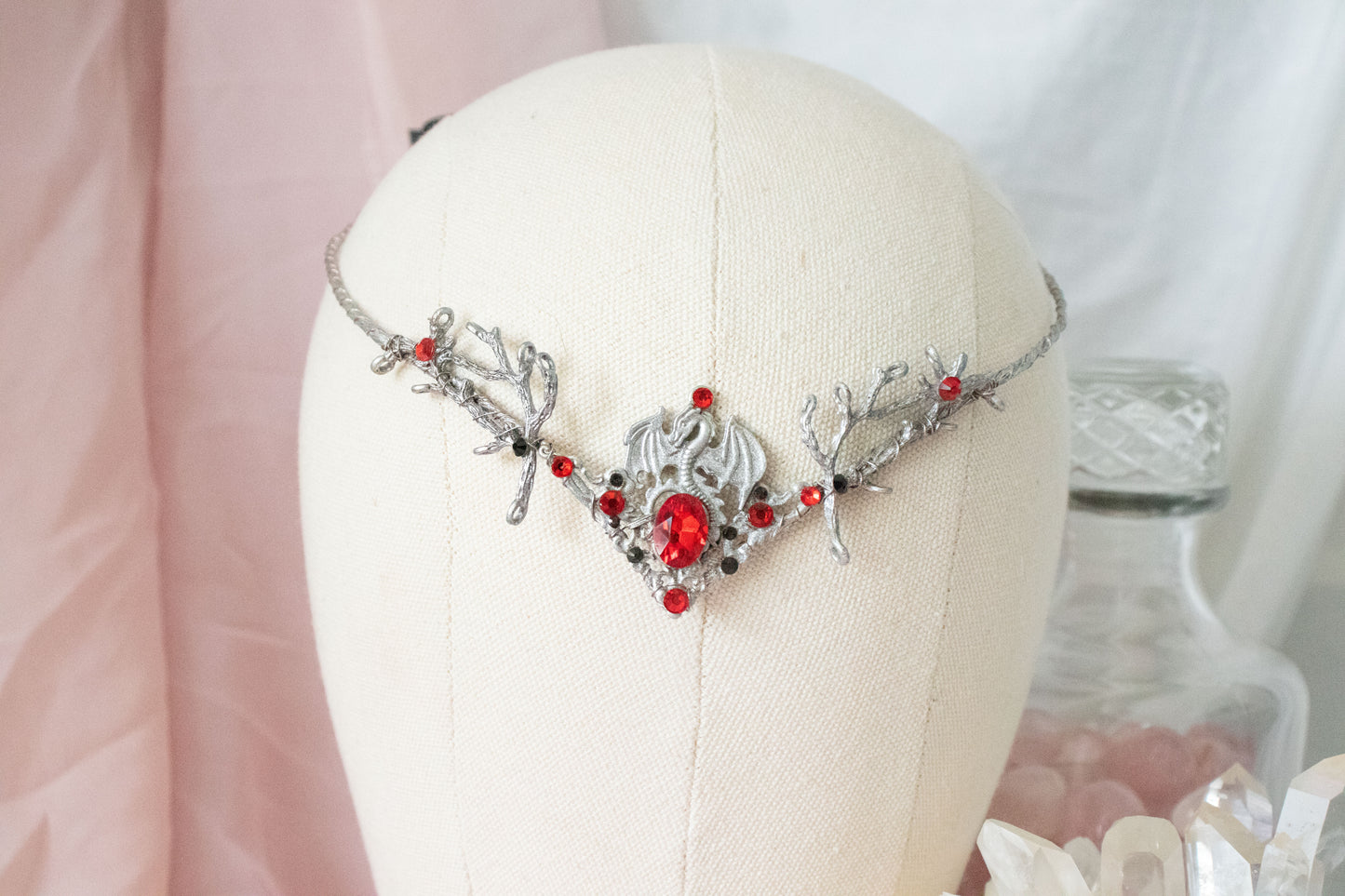 Silver + Red Dragon Simple Circlet Tiara