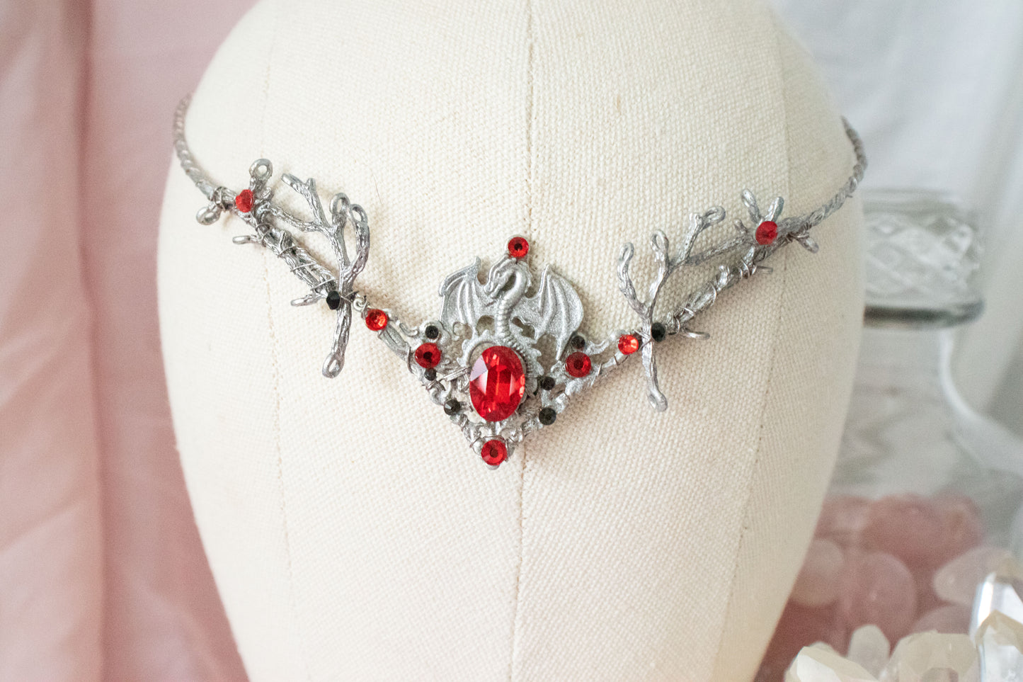 Silver + Red Dragon Simple Circlet Tiara