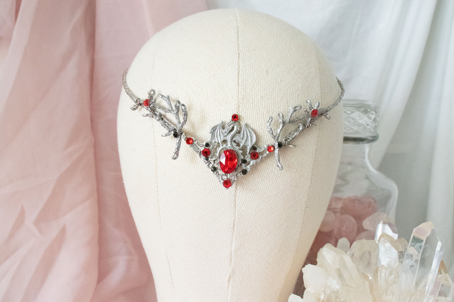 Silver + Red Dragon Simple Circlet Tiara