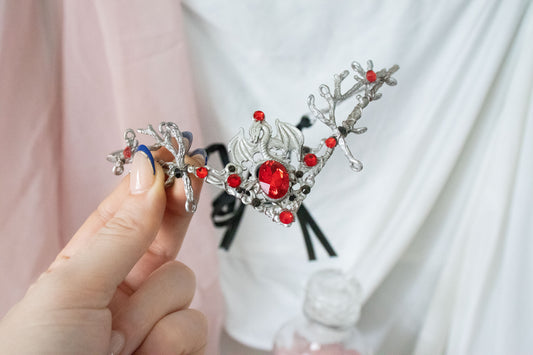 Silver + Red Dragon Simple Circlet Tiara