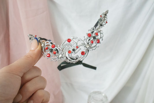 Silver + Red "Targaryen" Dragon Simple Circlet Tiara