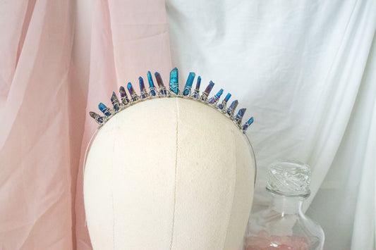 *MADE TO ORDER* Blue Aura Crystal Crown