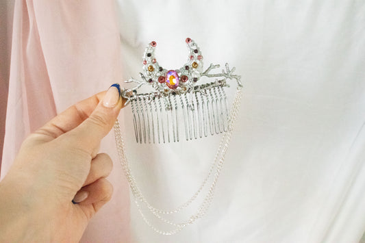 Silver + Sunset Moon Hair Comb