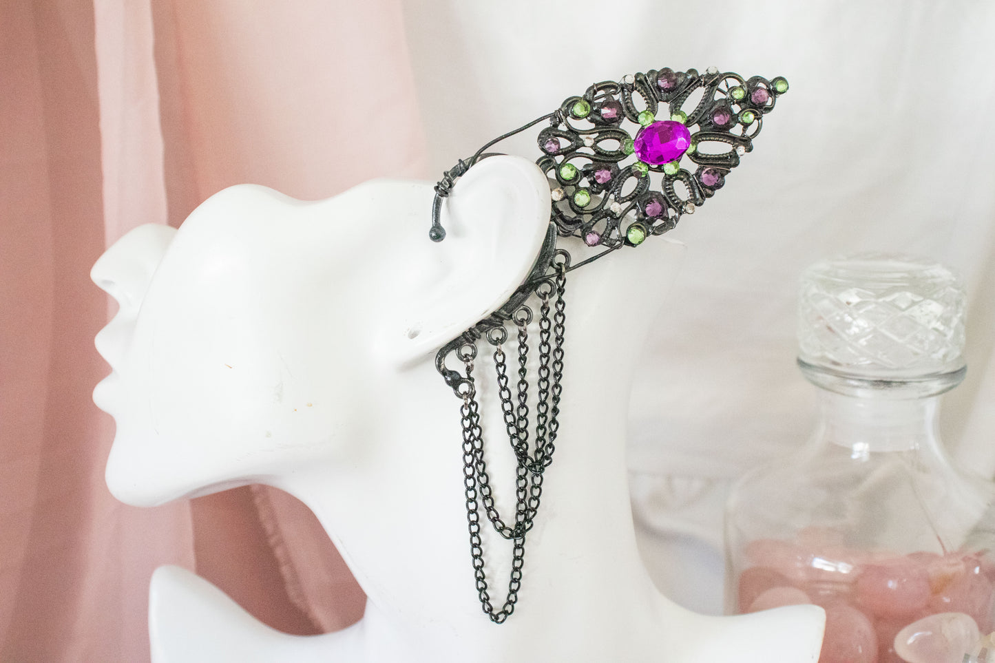 Black + Purple Short Elf Ear Cuffs