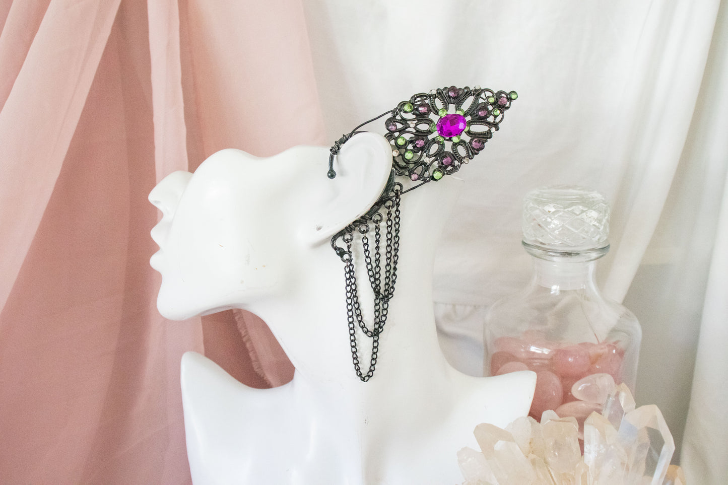 Black + Purple Short Elf Ear Cuffs