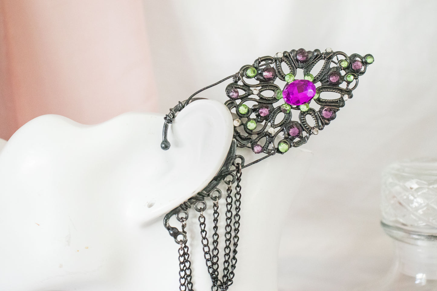 Black + Purple Short Elf Ear Cuffs