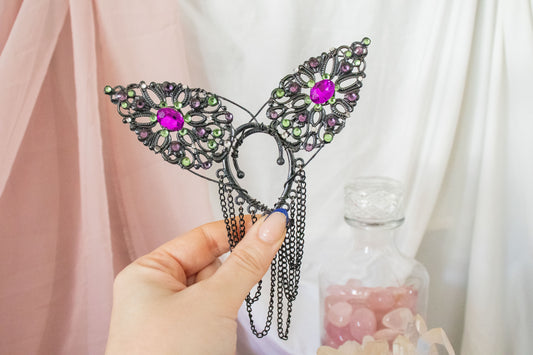 Black + Purple Short Elf Ear Cuffs