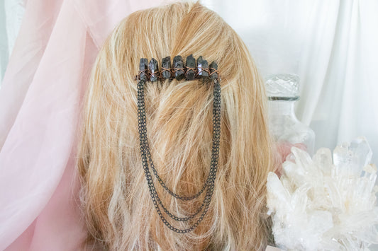 Black + Copper Crystal Hair Comb