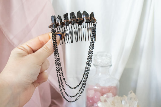 Black + Copper Crystal Hair Comb