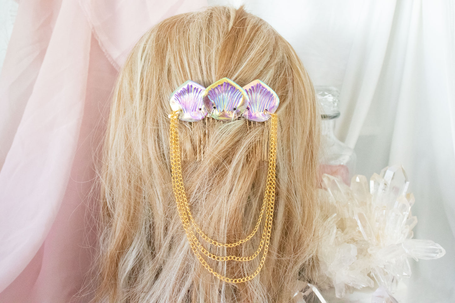 Gold + Plum Mermaid Scale Hair Comb