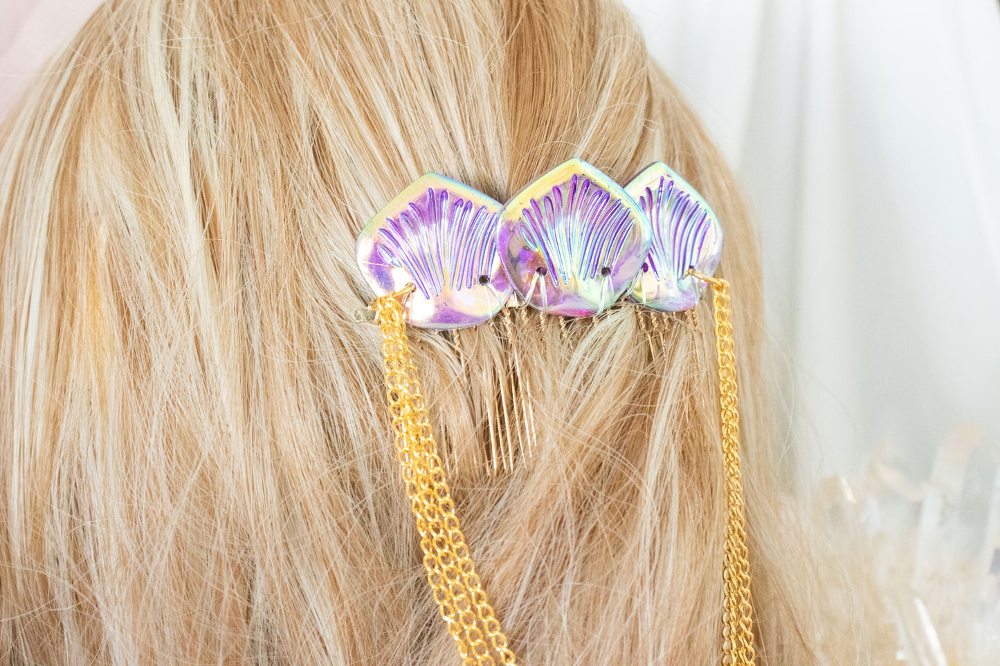 Gold + Plum Mermaid Scale Hair Comb