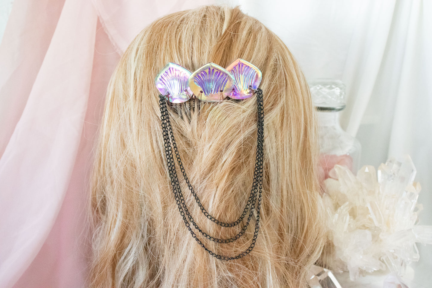 Black + Plum Mermaid Scale Hair Comb