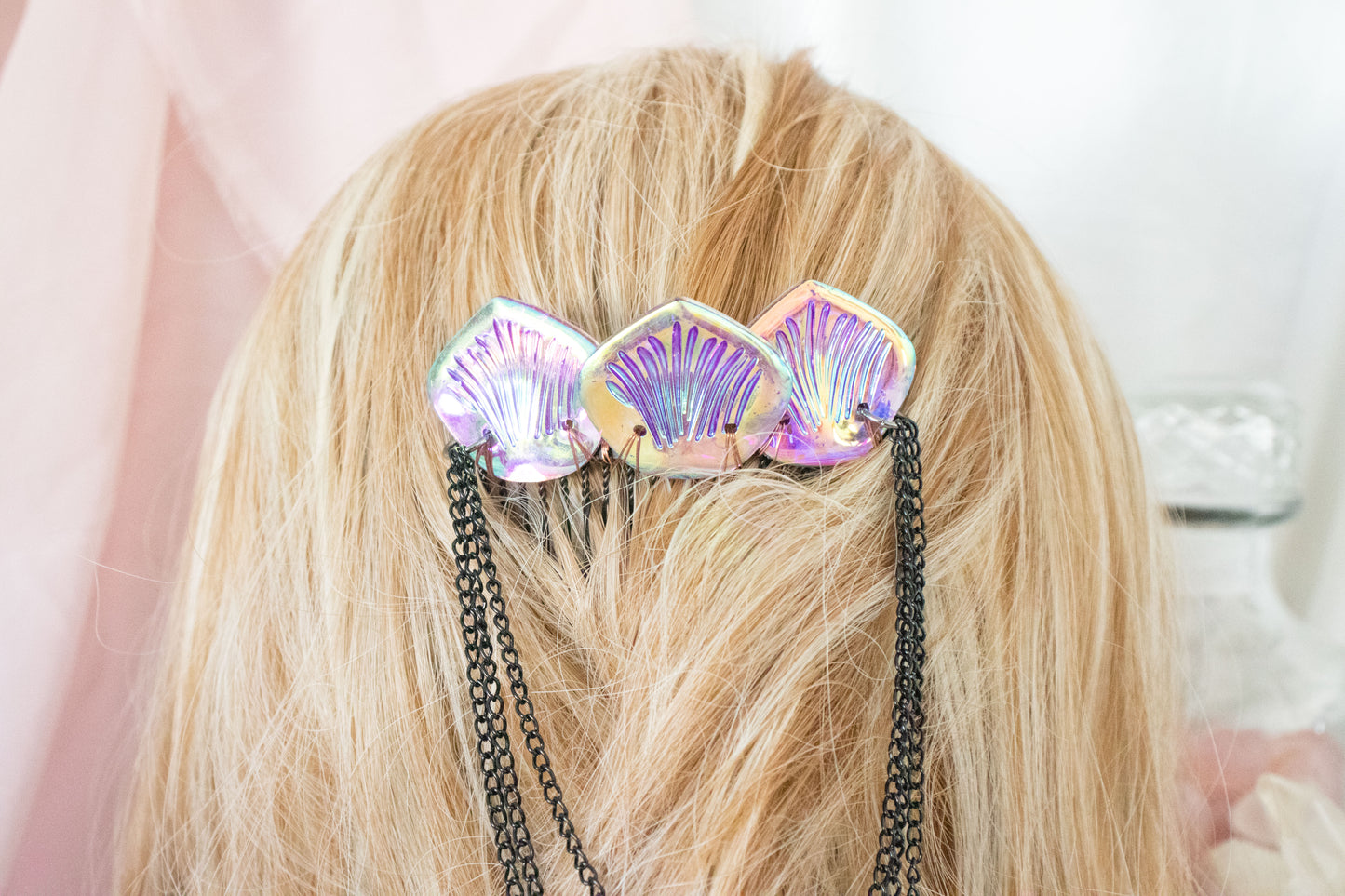 Black + Plum Mermaid Scale Hair Comb