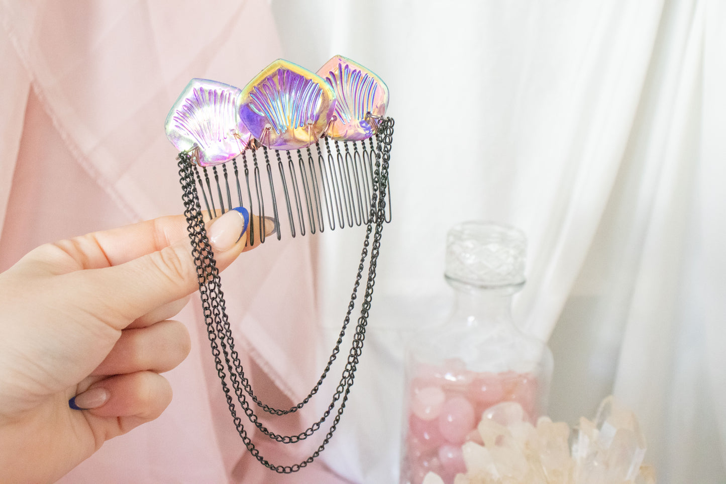 Black + Plum Mermaid Scale Hair Comb