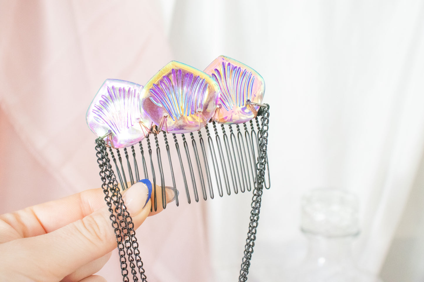 Black + Plum Mermaid Scale Hair Comb