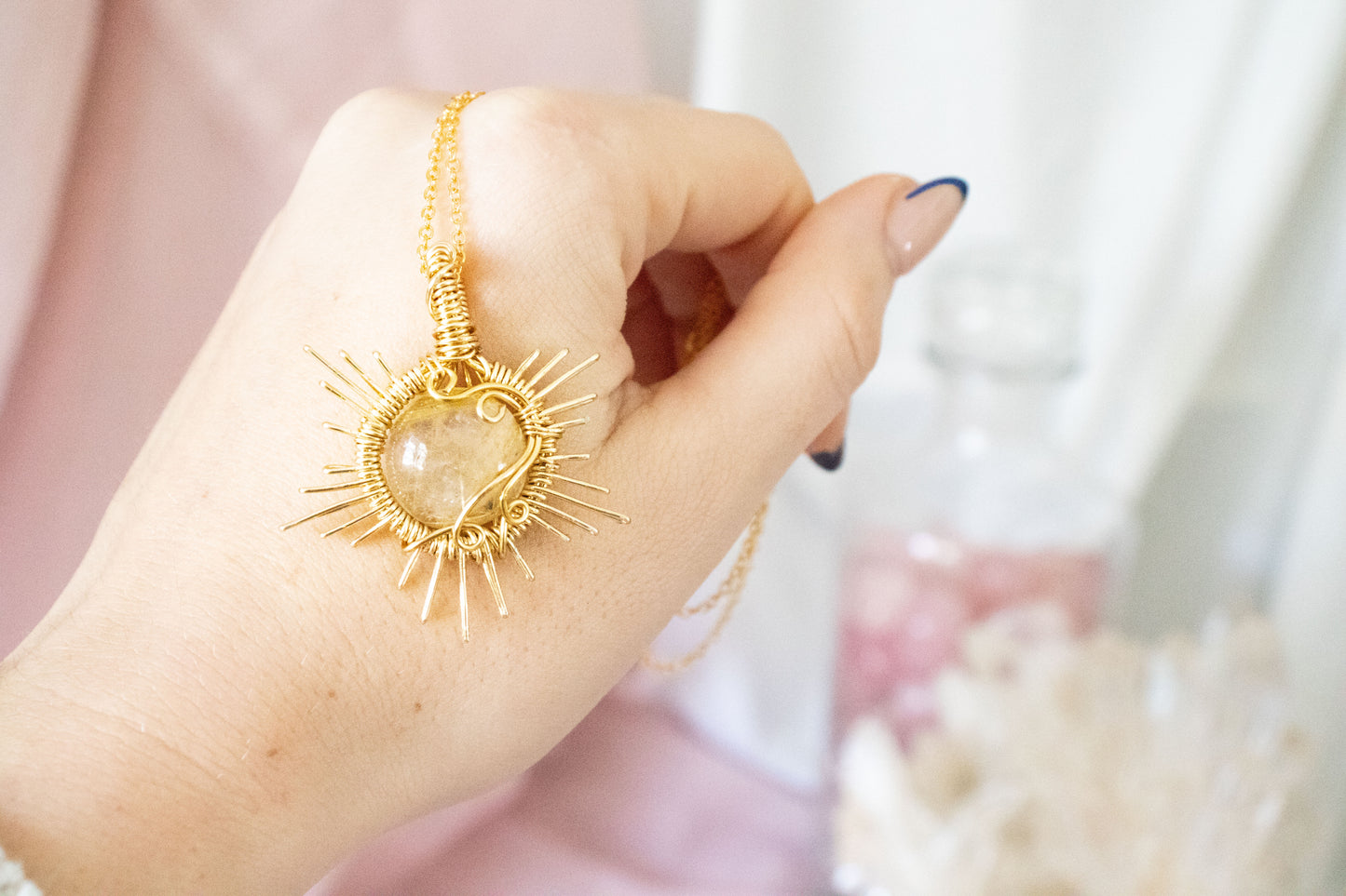 Helia Rutilated Quartz Sun Pendant