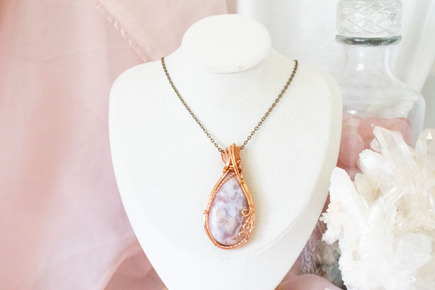 Persephone Flower Agate Pendant