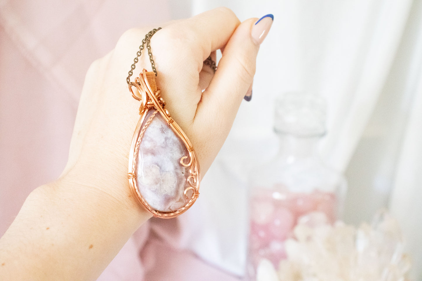 Persephone Flower Agate Pendant