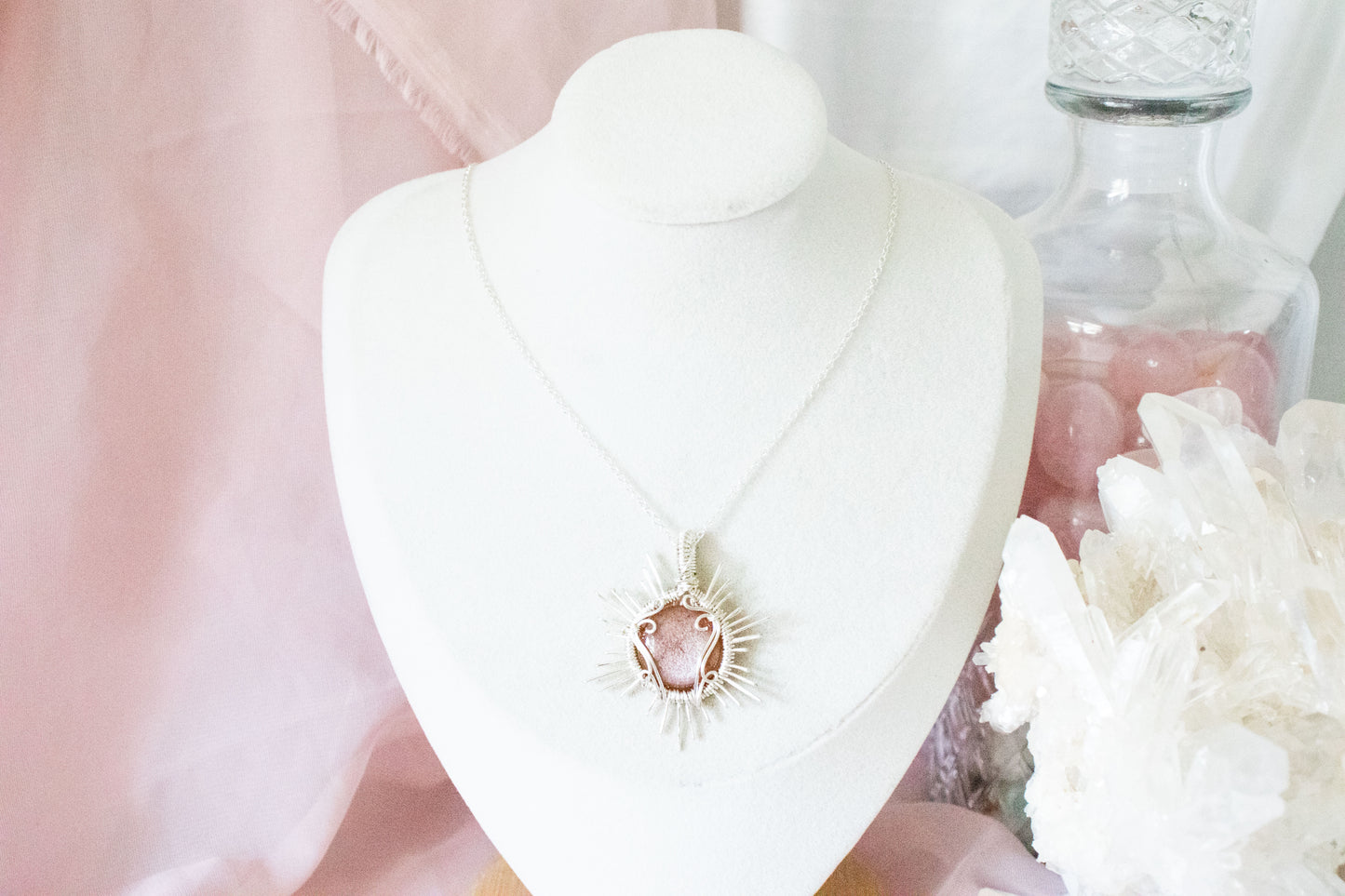 Helia Peach Moonstone Sun Pendant