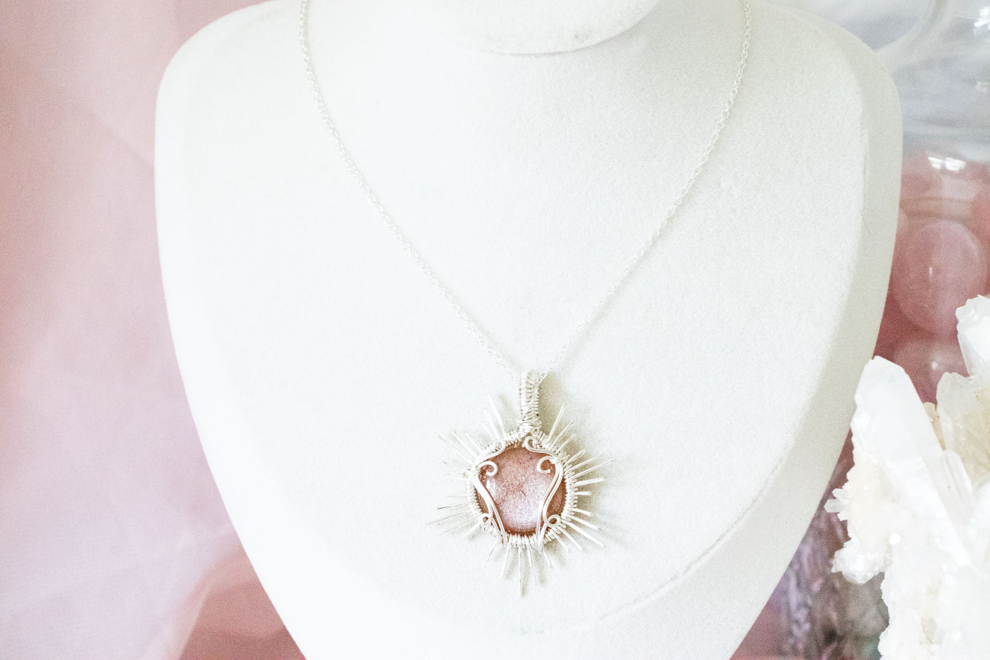 Helia Peach Moonstone Sun Pendant