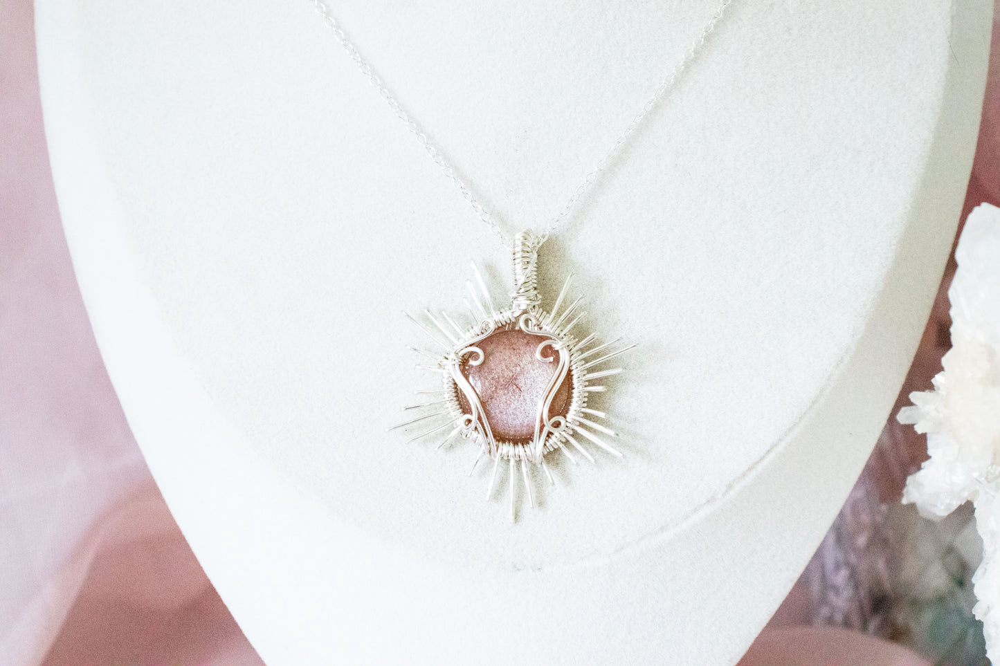 Helia Peach Moonstone Sun Pendant